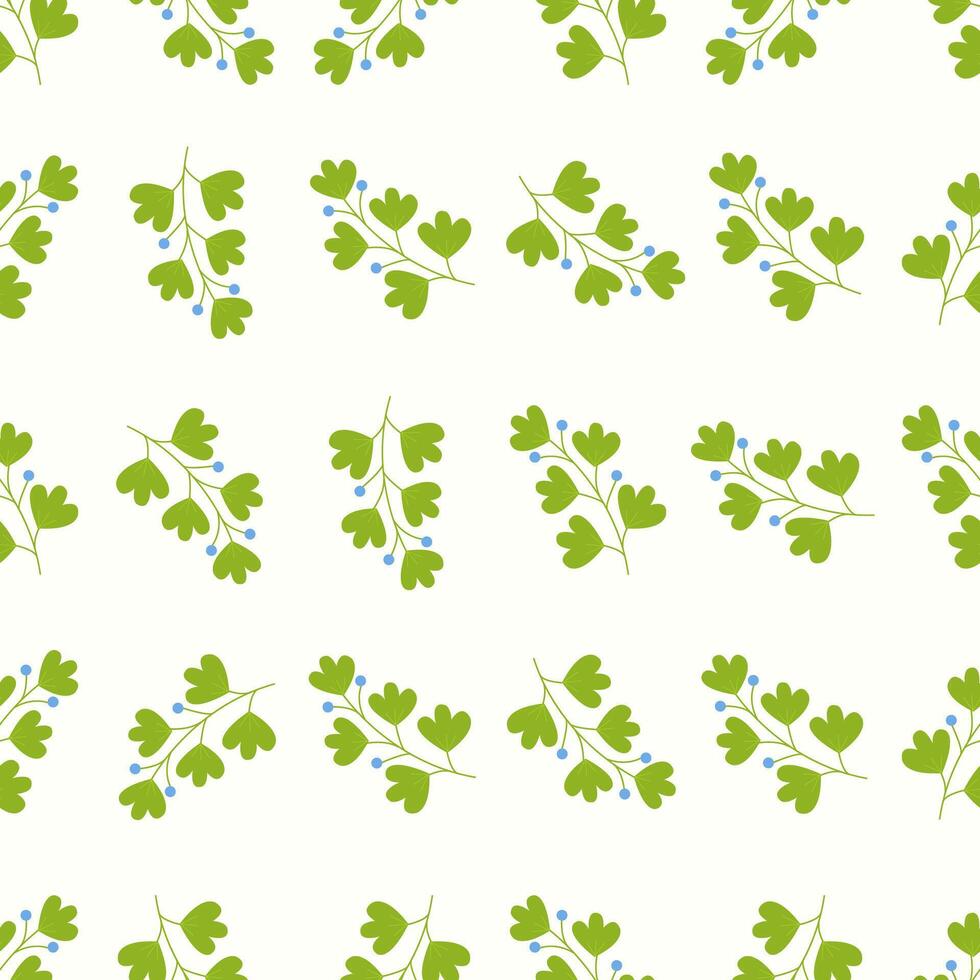 A pattern with green leaves and berries vector