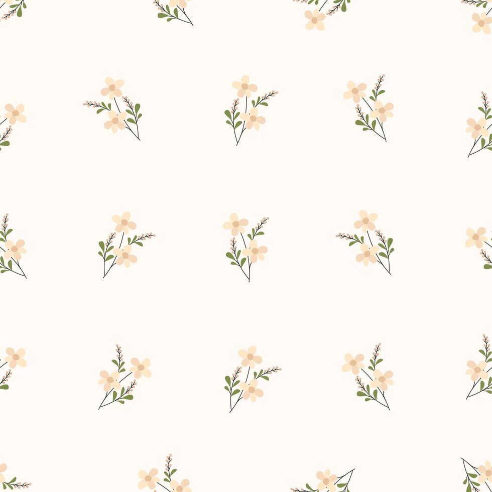 Floral pattern with small flowers on a white background vector