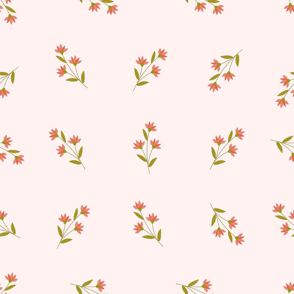 A pattern with flowers on a pink background Seamless floral pattern. Motives are scattered randomly. Flower pattern background. cute pattern. vector