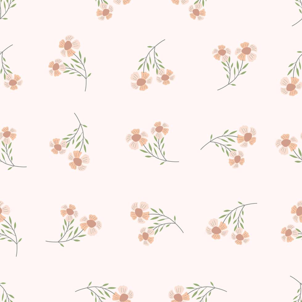A pattern with pink flowers on a light background vector