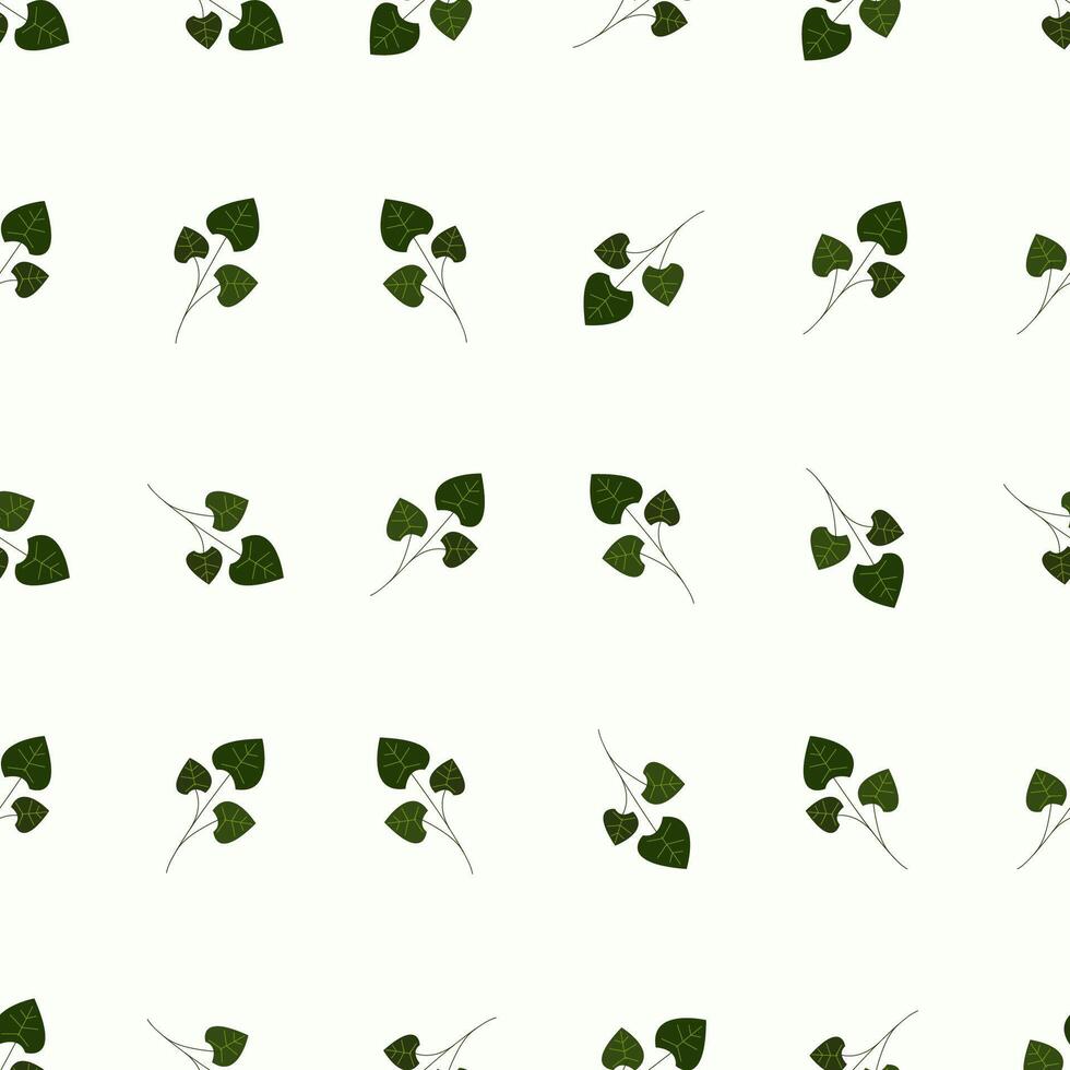 A pa ttern with green leaves on a white background Seamless floral pattern. Motives are scattered randomly. Flower pattern background. cute pattern. vector