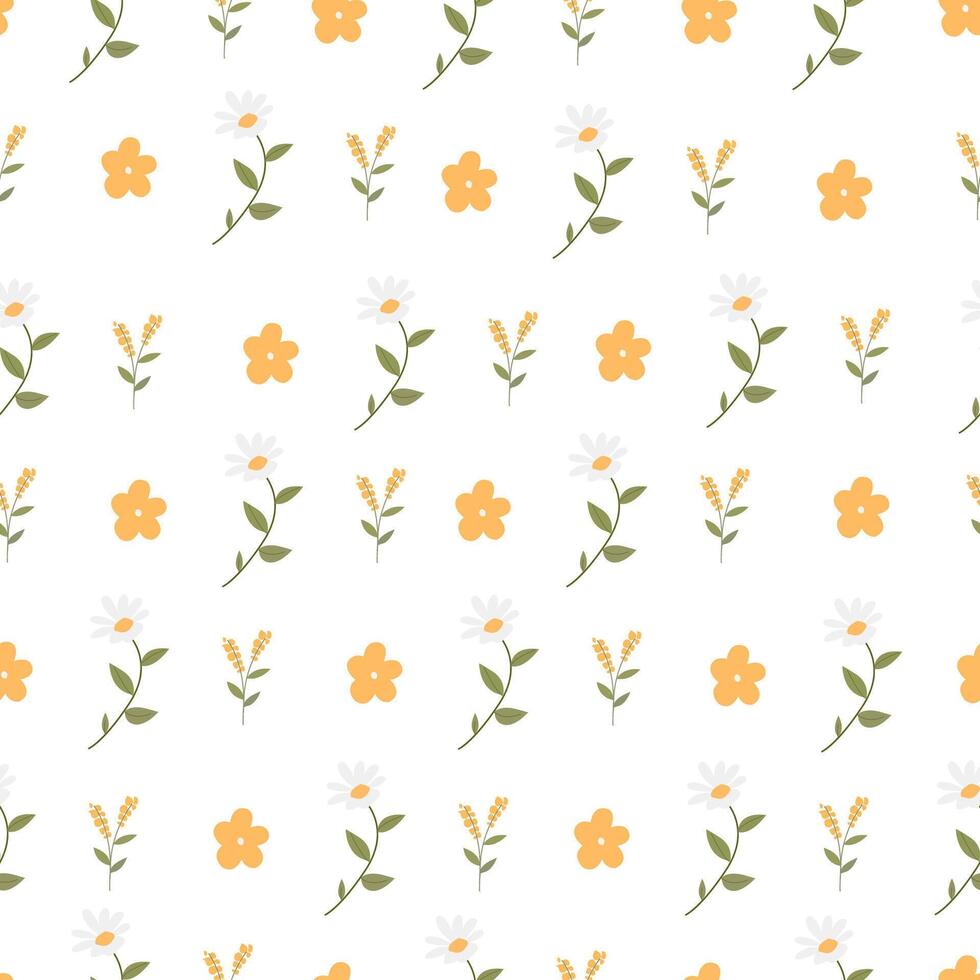 Floral pattern with yellow and white flowers vector