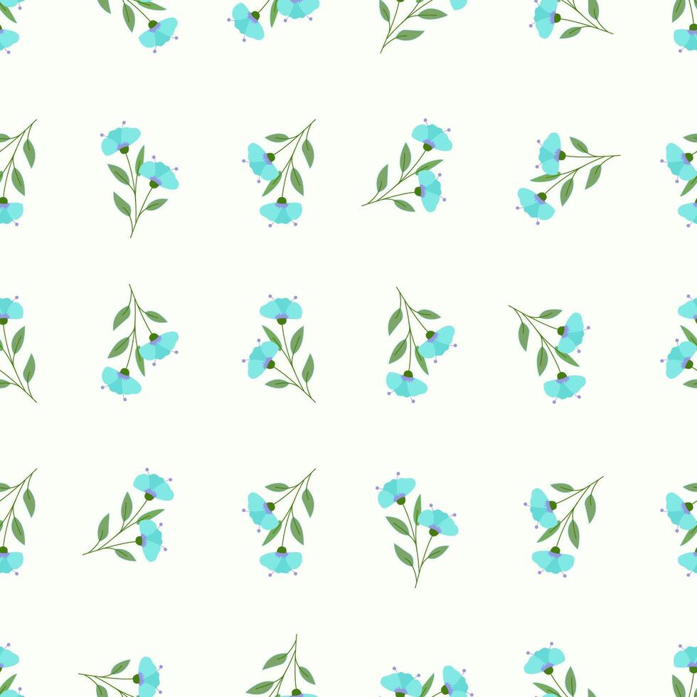 A p attern with blue flowers and leaves Seamless floral pattern. Motives are scattered randomly. Flower pattern background. cute pattern. vector