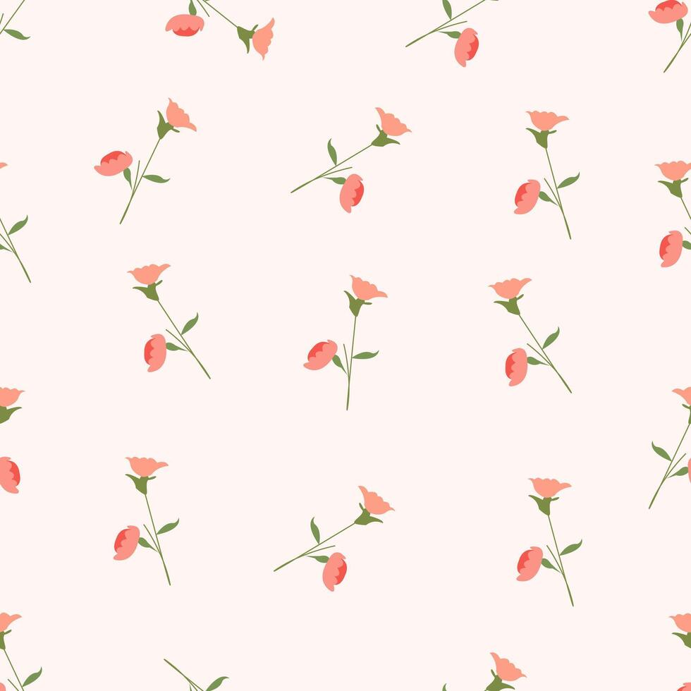 A pattern with pink flowers on a white background vector