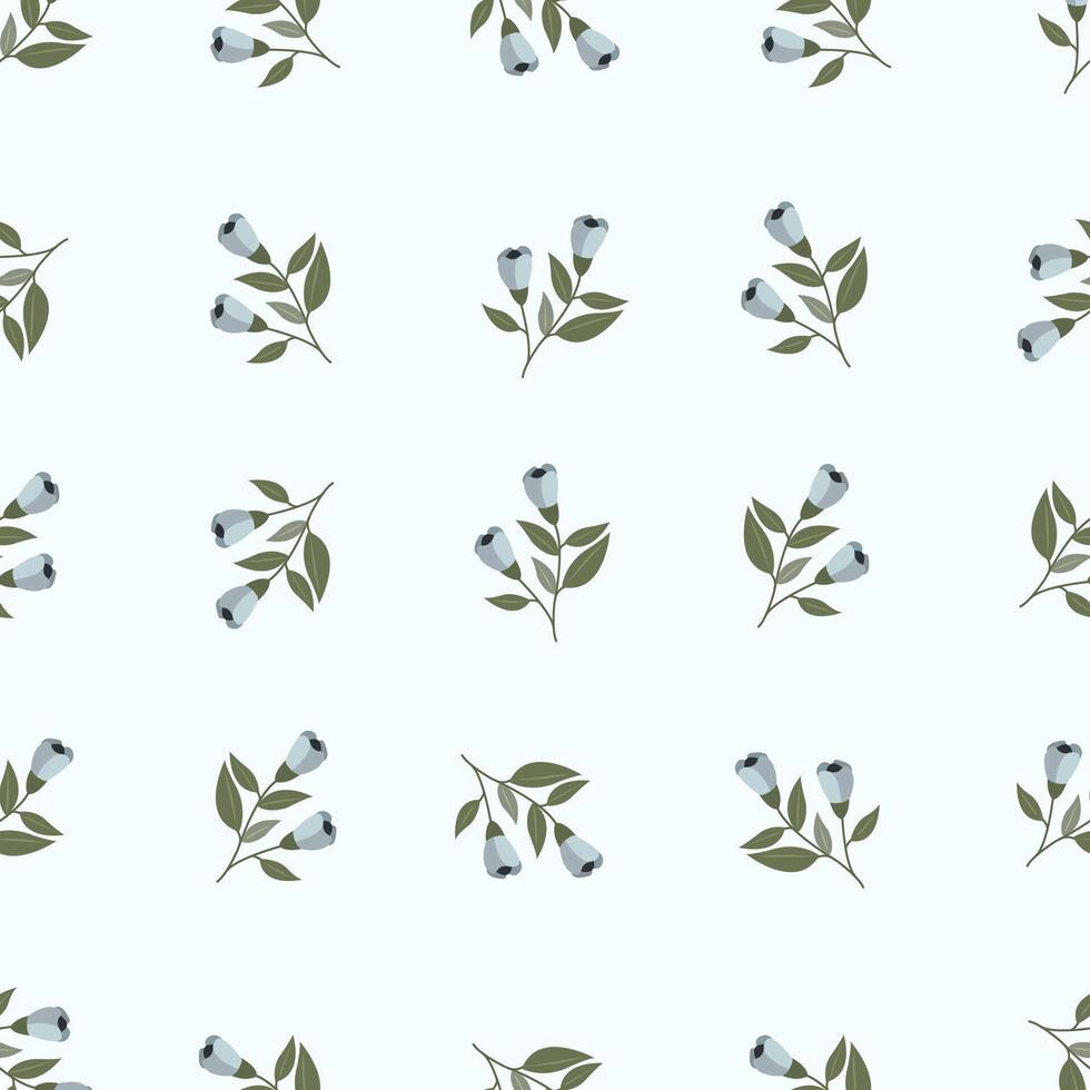 A pattern with blue flowers and leaves Seamless floral pattern. Motives are scattered randomly. Flower pattern background. cute pattern. vector