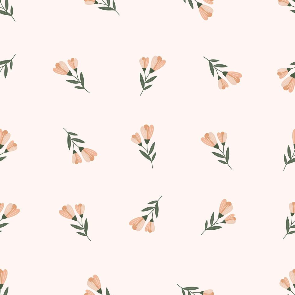 A pattern with pink flowers on a white background Seamless floral pattern. Motives are scattered randomly. Flower pa ttern background. cute pattern. vector