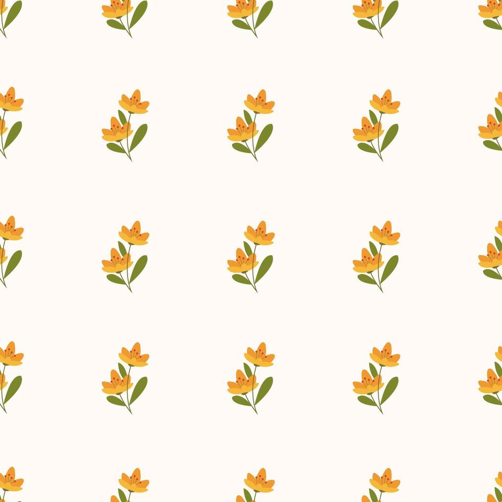 A pattern with orange flowers on it Seamless floral pattern. Motives are scattered randomly. Flower pattern background. cute pattern. vector