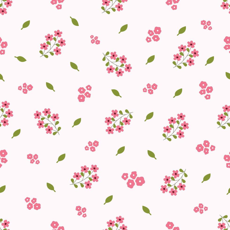 Seamless floral pattern. Idea for fabric, tablecloth pattern, wrapping paper, gift paper. Print ditsy. Motives are scattered randomly. Flower pattern background. cute pattern. vector