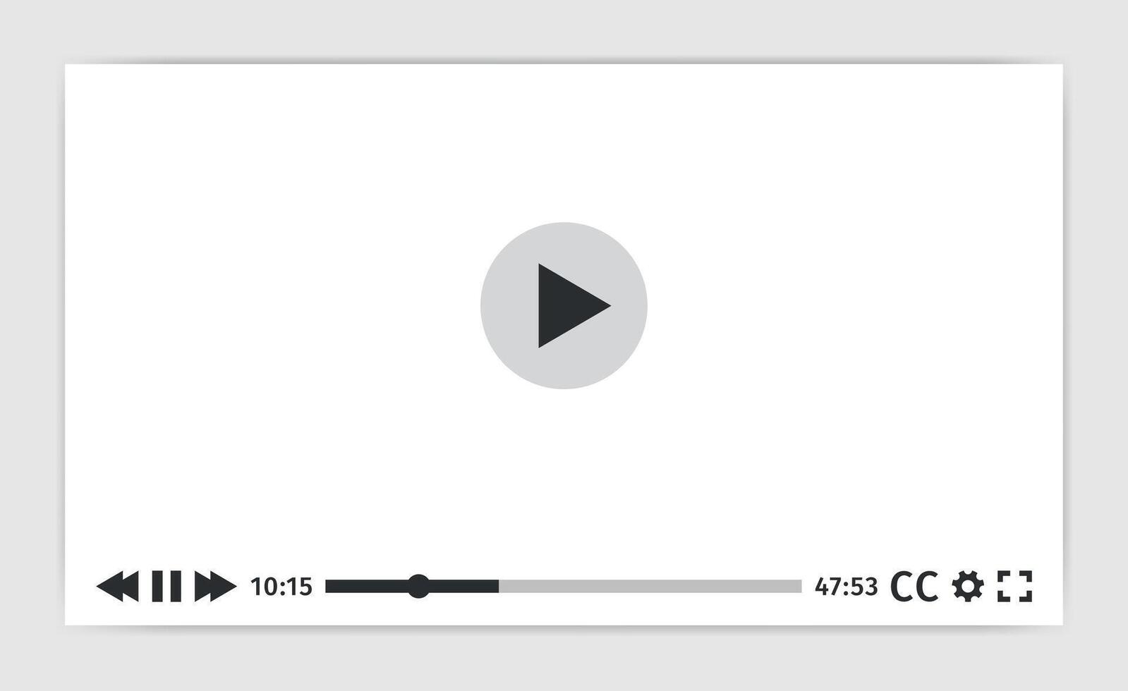 White Mockup of Media Player. Realistic smart tv Interface isolated. Web and social template design. Light theme. Film Screen, display. Playback software design in flat style. vector