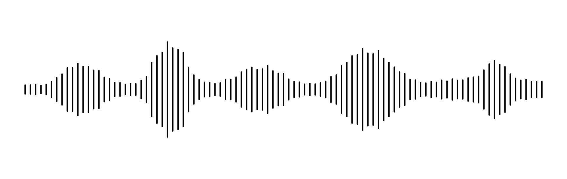 Radio Wave icon with editable stroke. Monochrome simple sound wavy background. Music player bar. Record interface. Equalizer with soundwave line used for mobile vector