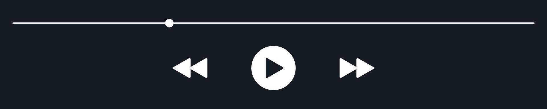 Minimized player bar, audio control panel. App or web widget with song duration line. Music Mini user interface dark theme. UI display for podcast with play skip Buttons. Playback screen mockup. vector