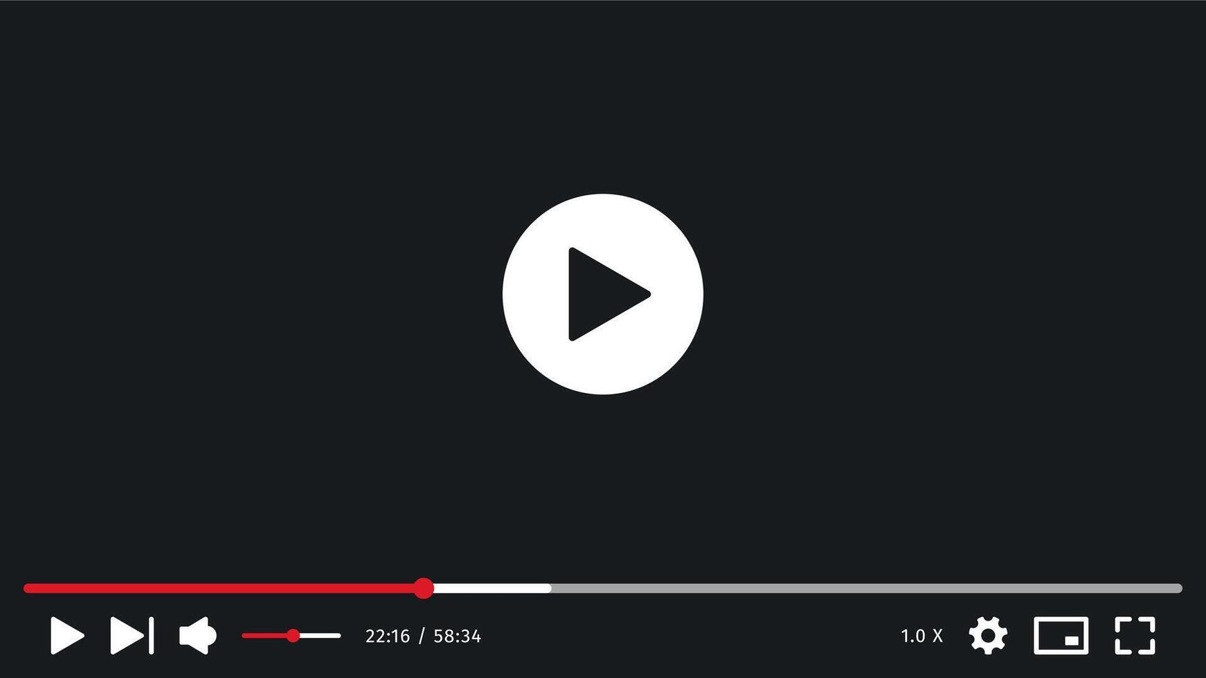 player mockup display. Screen Template interface. Social media concept, Website display. Dark theme. vector