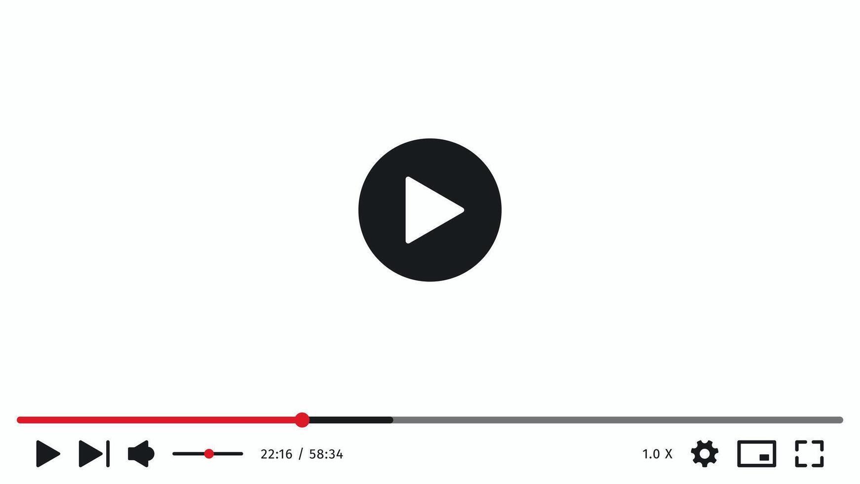 Multimedia player screen template. Display frame. Mockup playback window. Online broadcasting. Social media concept. Media ui interface in white theme. vector