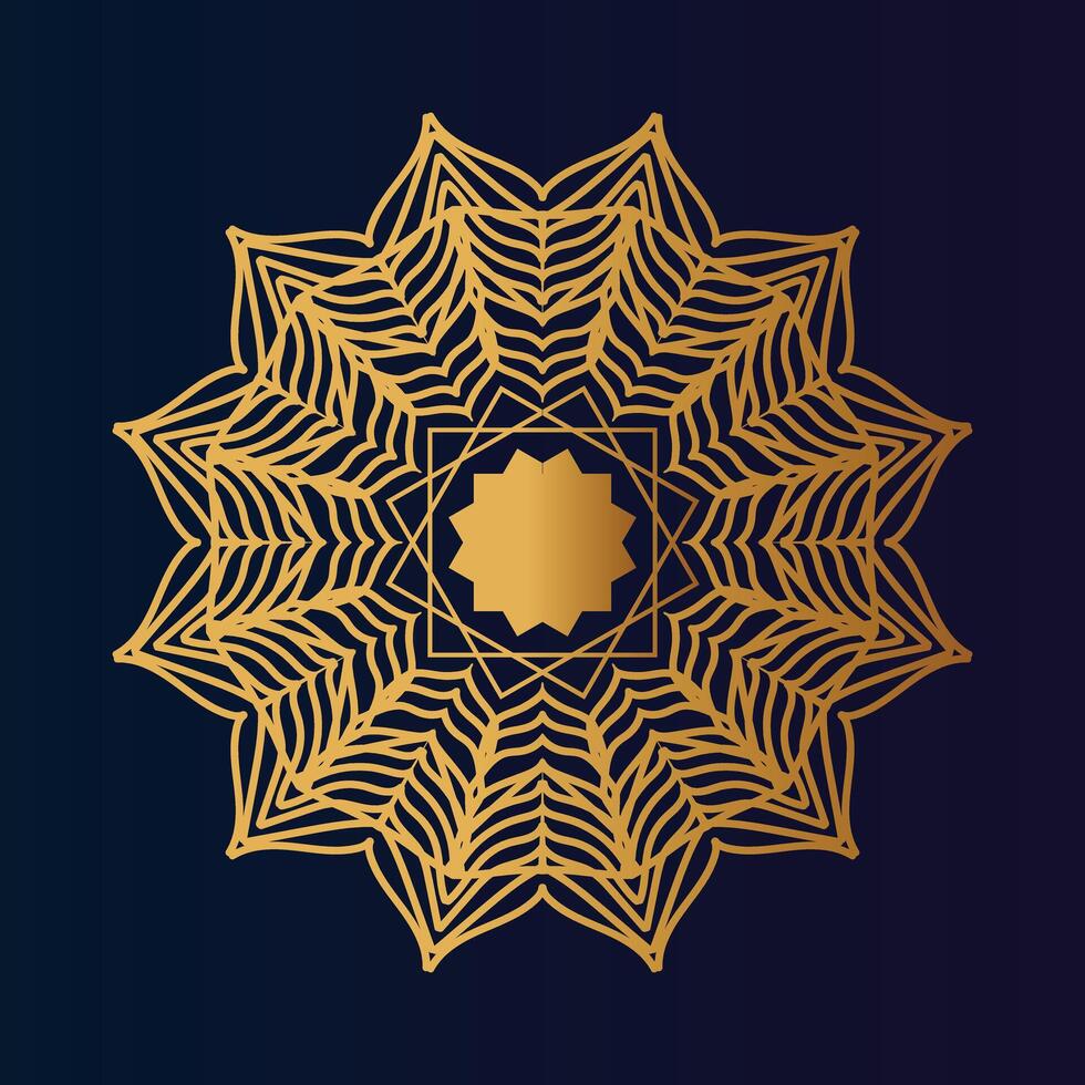 Gold mandala illustration on dark background vector