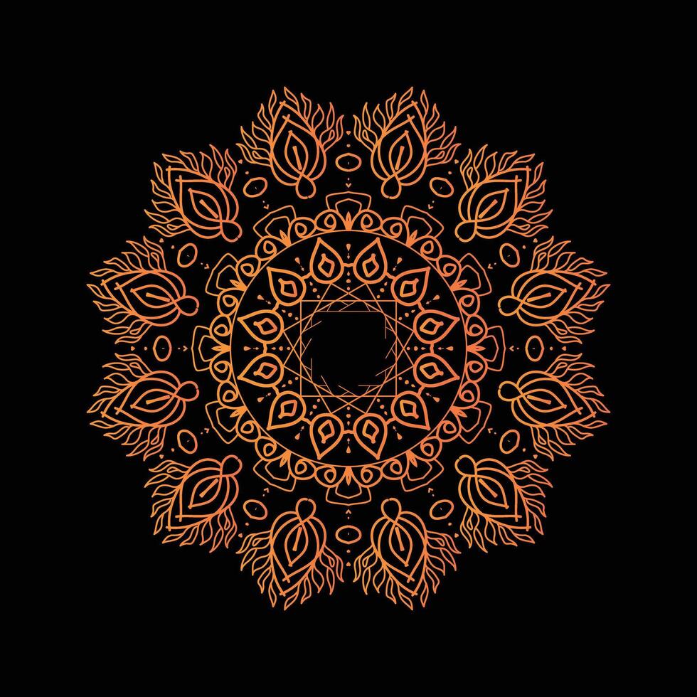 Vibrant mandala design on black background vector