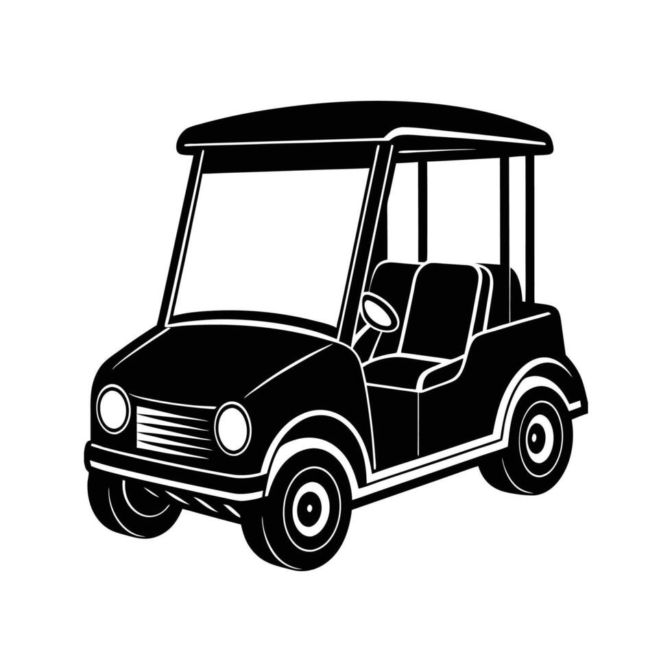 Black Silhouette Golf Cart Illustration Isolated on White Background Simple Design Graphic vehicle vector