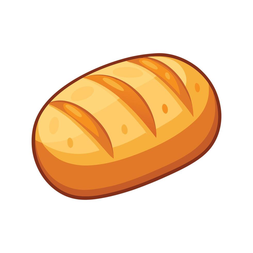 Golden Brown Loaf of Bread Illustration Three Slashes Top View Isolated White Background orange vector