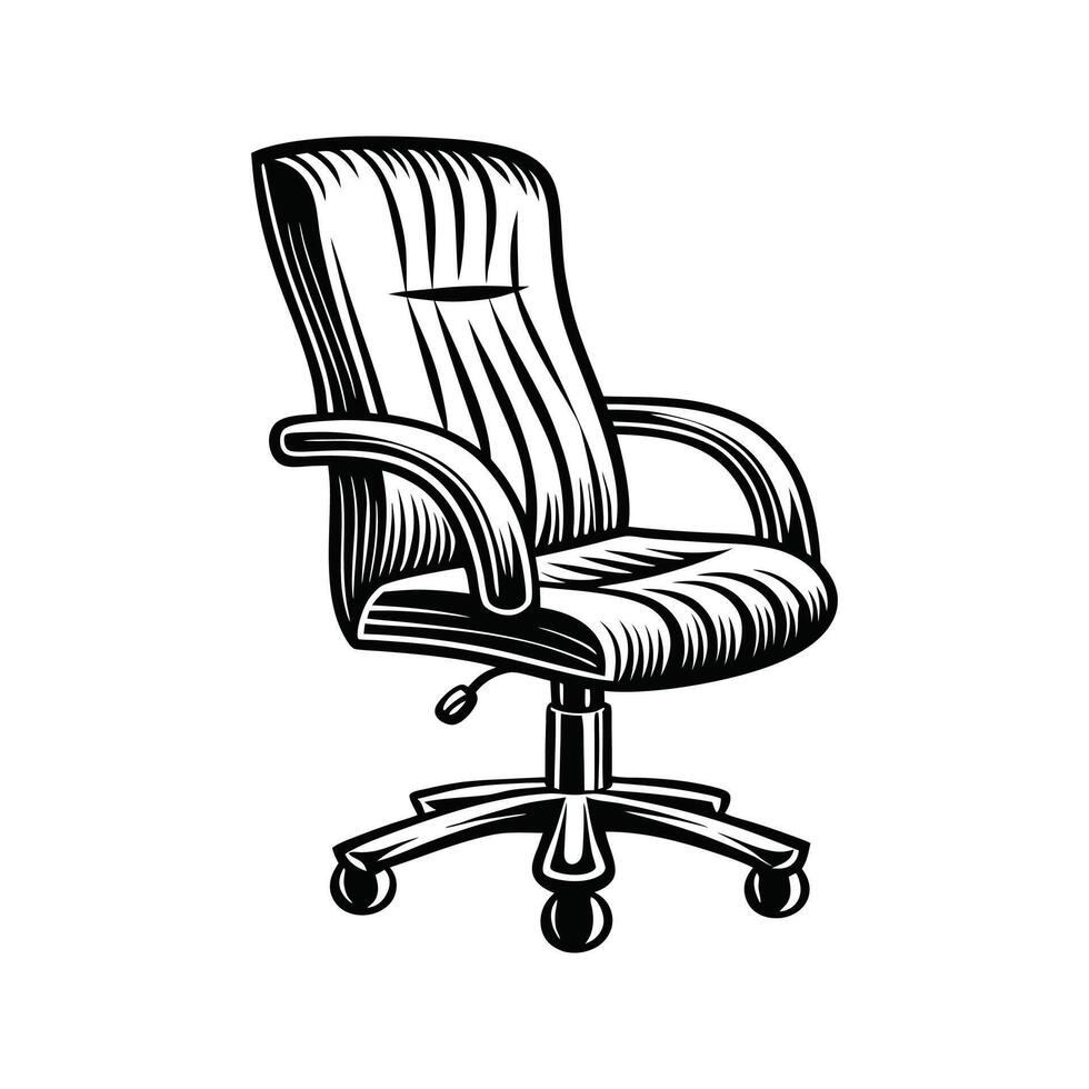 Black and White Silhouette of an Ergonomic Executive Office Chair on White Background executive chair vector