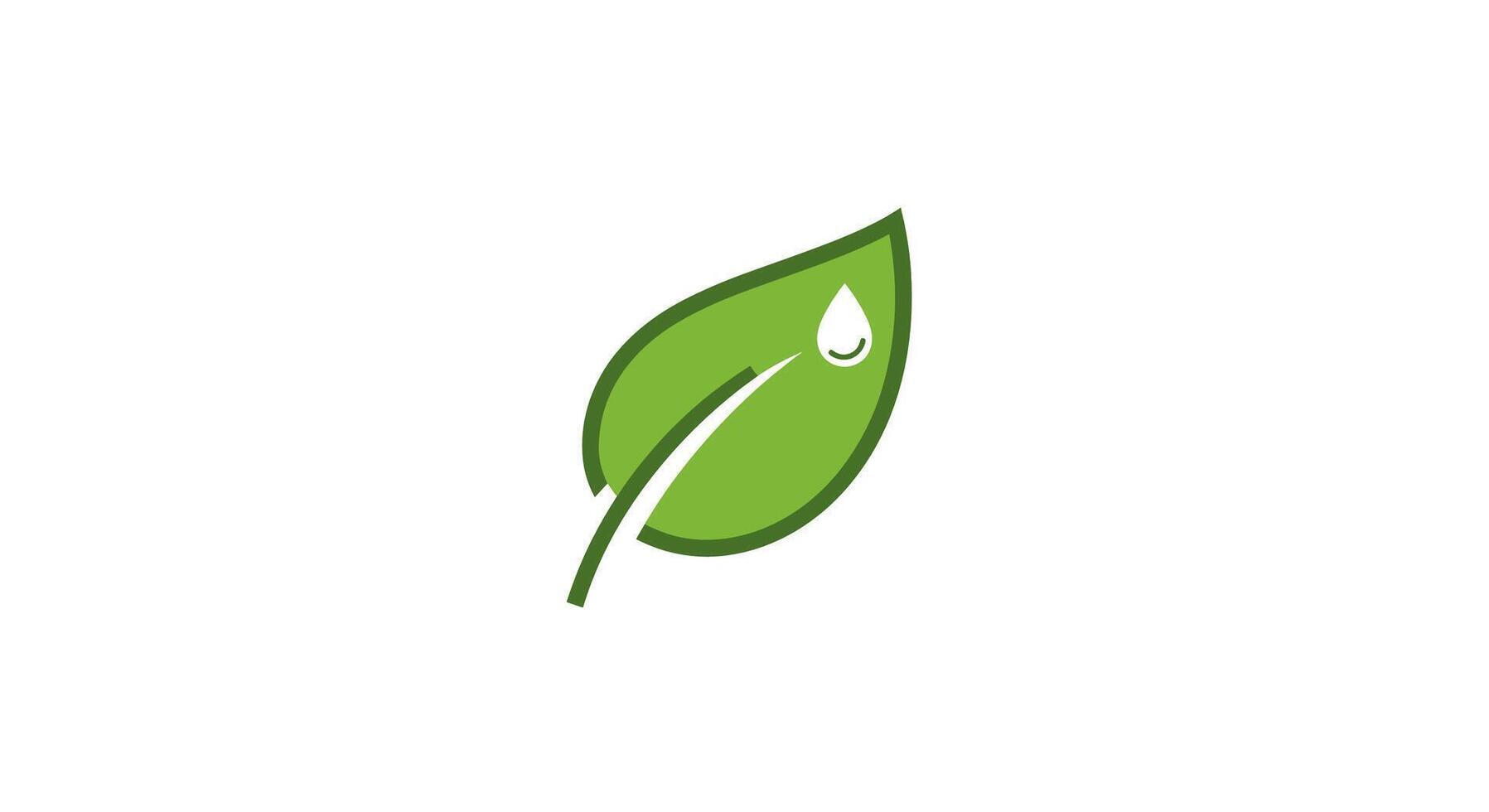 Green leaf water drop symbol vector