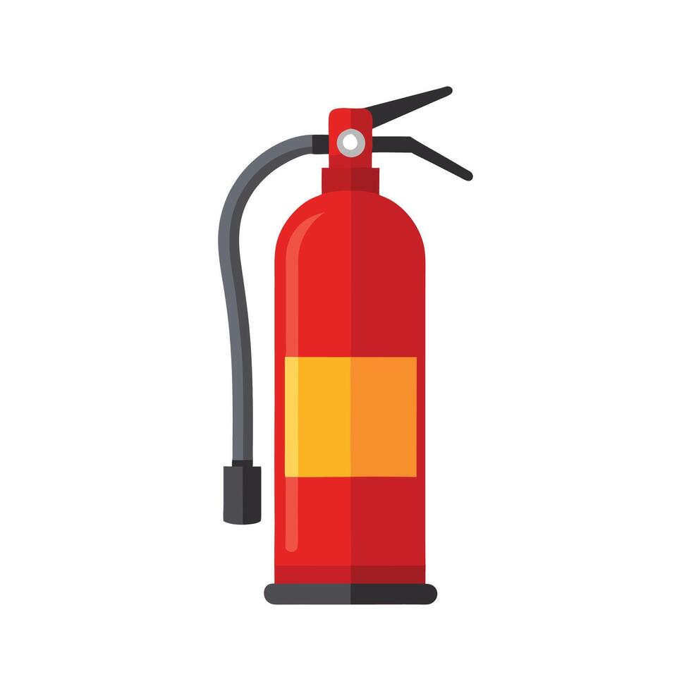 Red Fire Extinguisher Icon Illustration Safety Emergency Equipment Flat Design Style Orange Label White Background vector