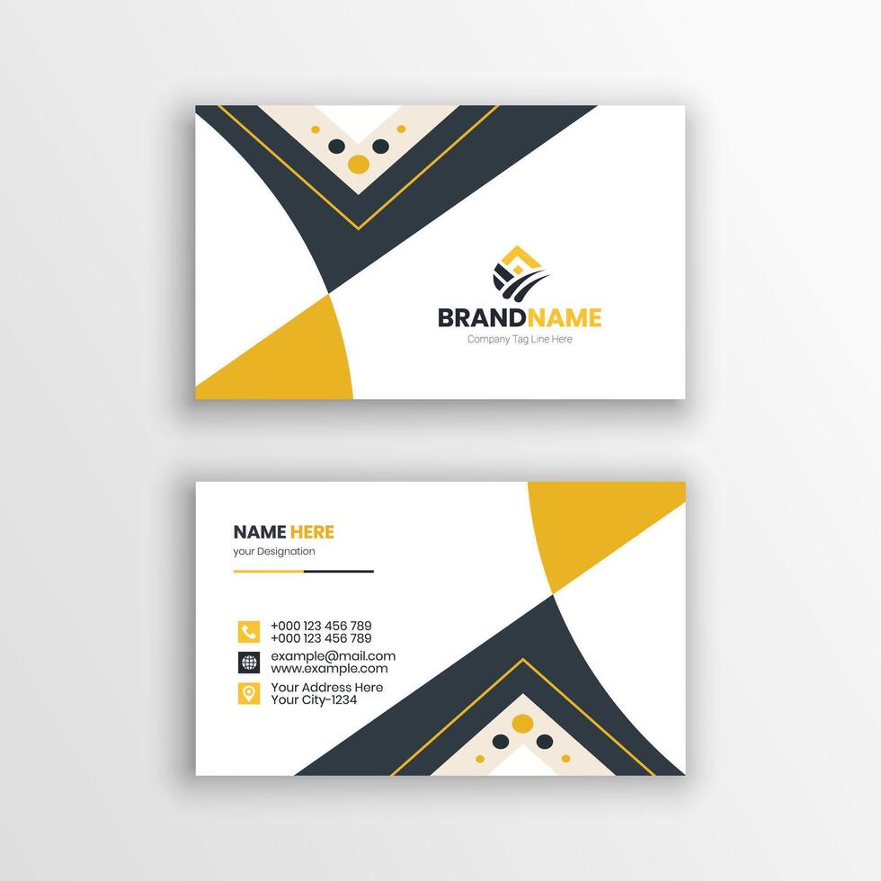 Unique business card template with yellow and black colors vector