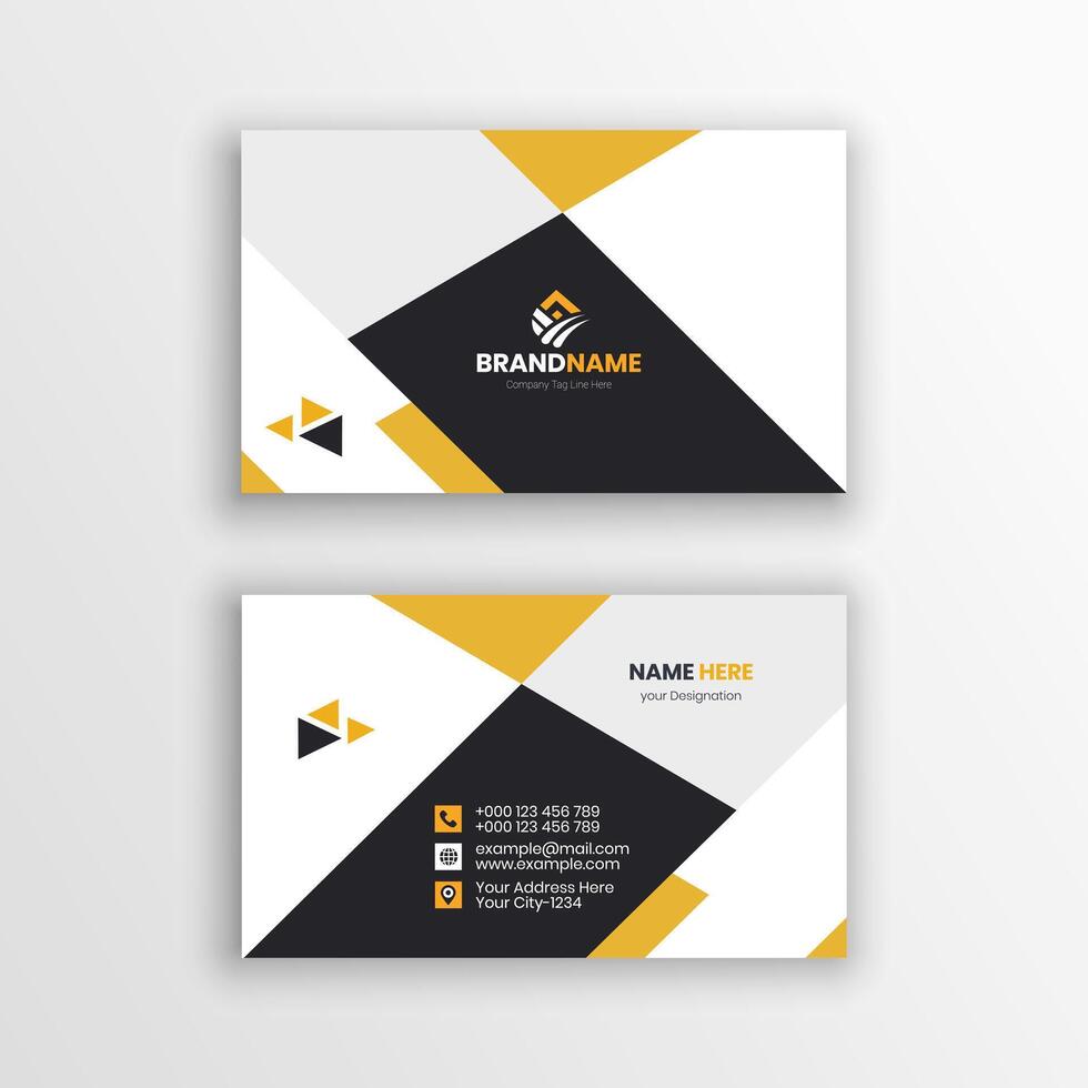 a business card with yellow black triangles vector