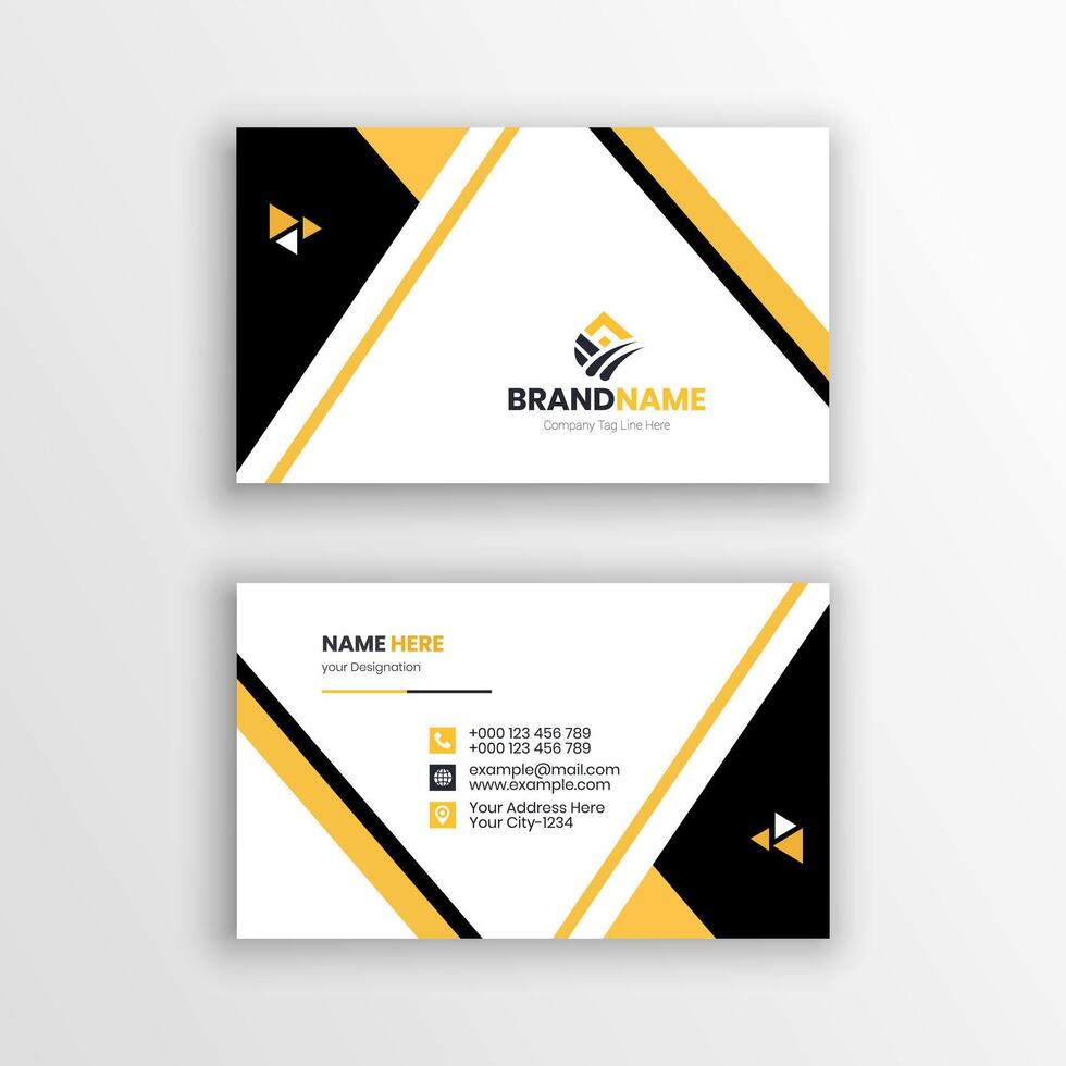 business card template with yellow and black vector