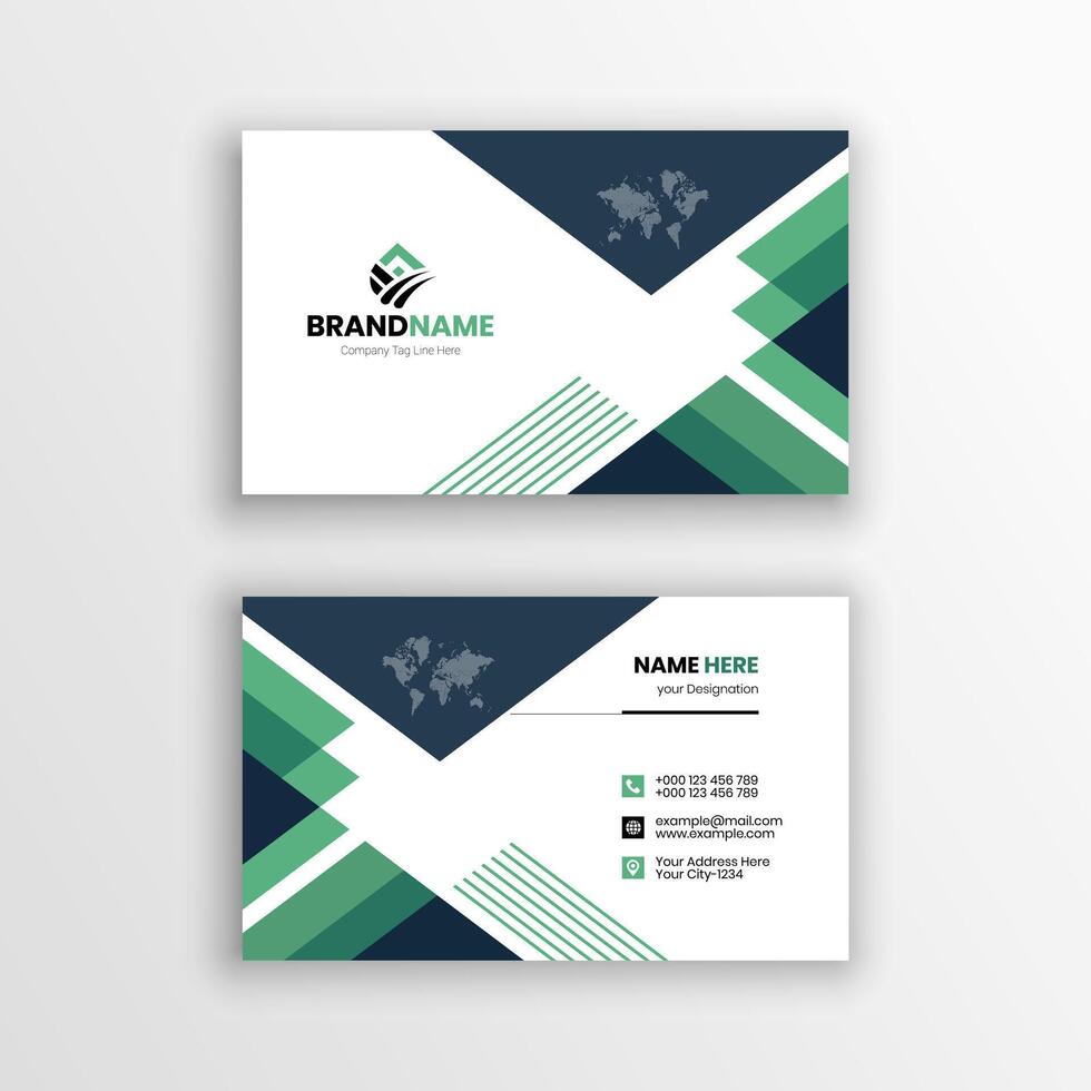 business card template with green and blue colors vector