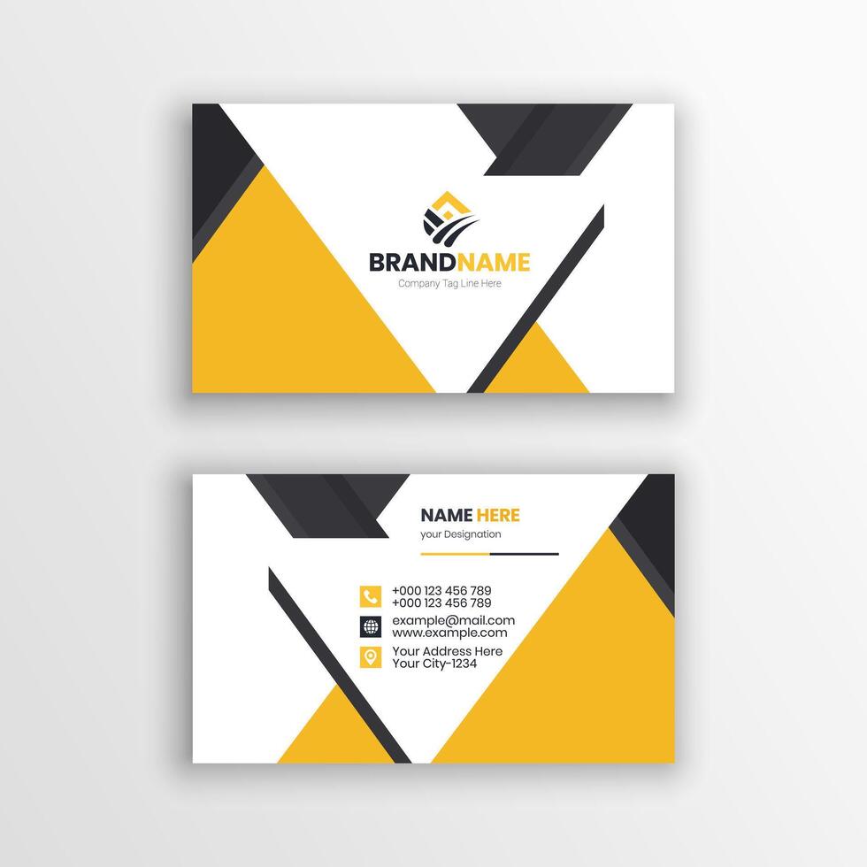 business card with yellow and black triangles vector
