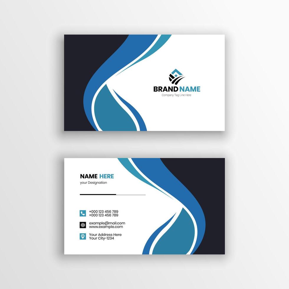 Blue and White Corporate Business Card Layout Template vector
