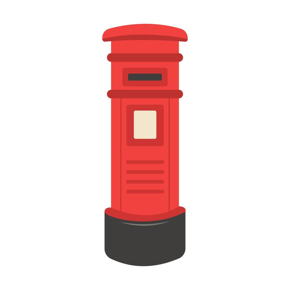 Standing mailbox. retro London red Post Box. illustration isolated on white background vector