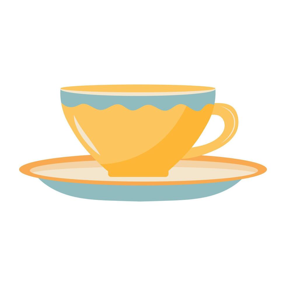 Cup on saucer. illustration isolated on white background vector