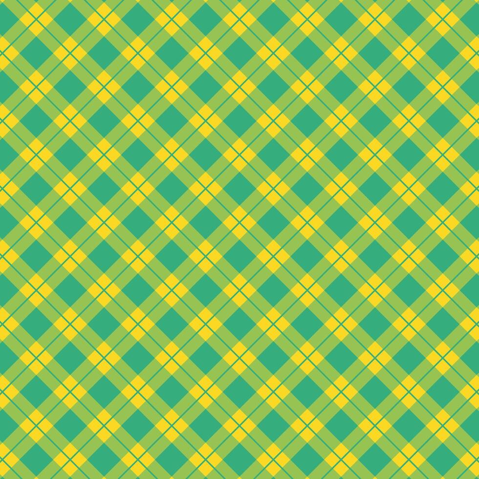 Green and yellow plaid pattern, a classic textile design. vector