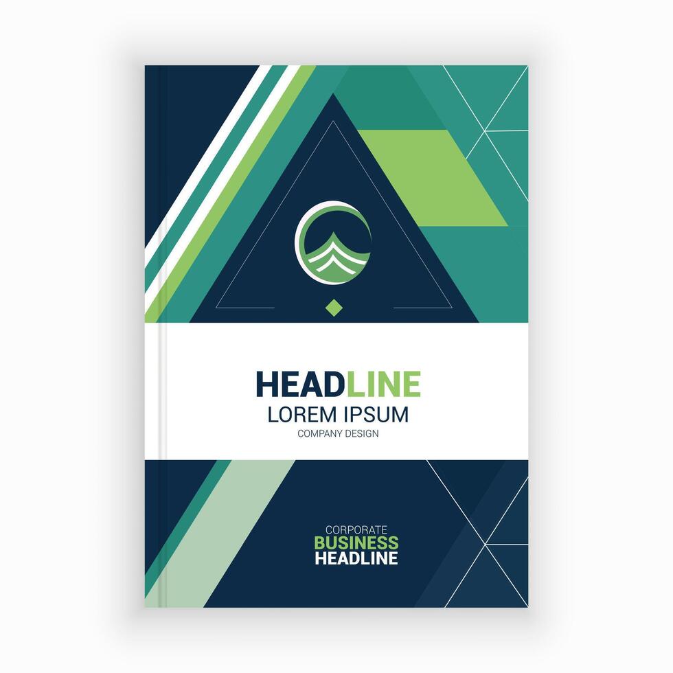 a cover for a magazine with a green triangle design vector