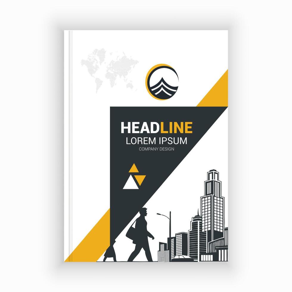 Unique business brochure with a city skyline design. vector