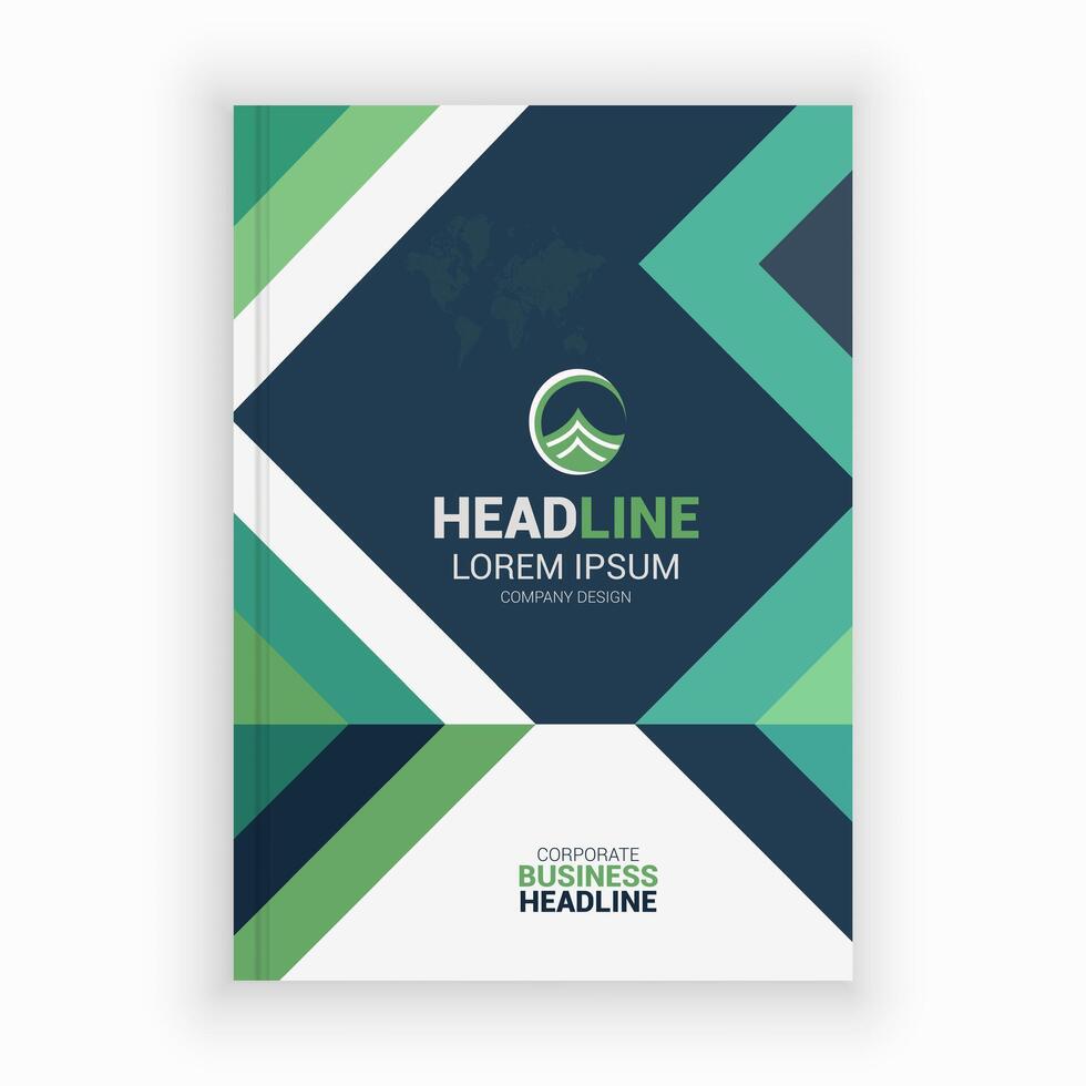 a business brochure with a green and blue design vector