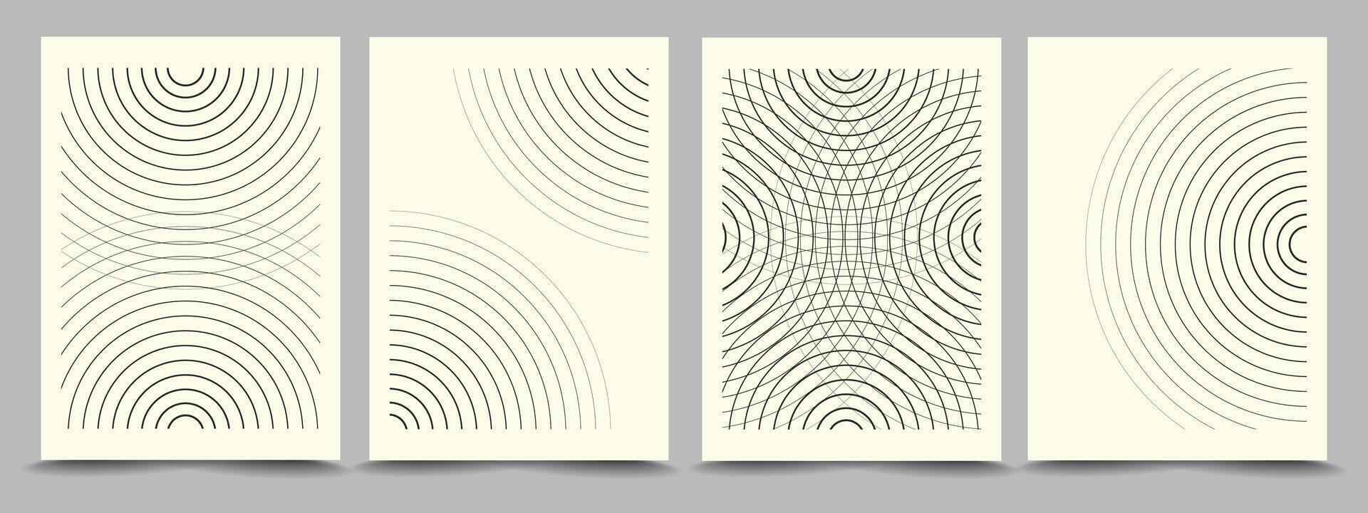 Abstract geometric poster set. Retro black and white pattern background collection. Lines art. Trendy pattern backgrounds op-art set vector