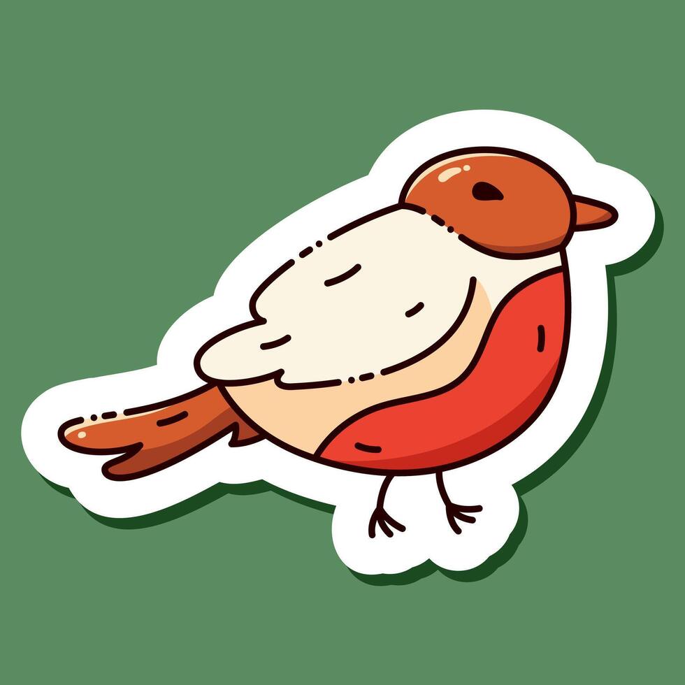 Kawaii Christmas snowfinch sticker painted in bright colors. vector
