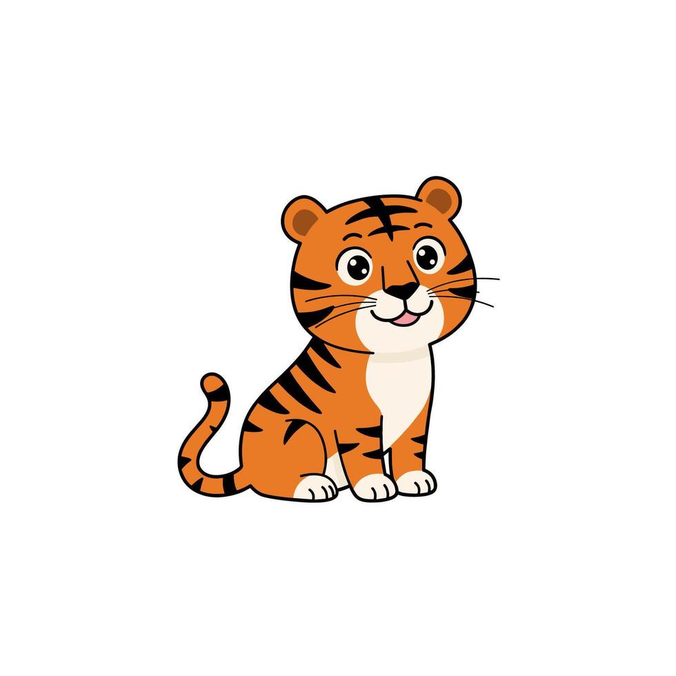 Illustration of Cute Tiger animal on white background vector