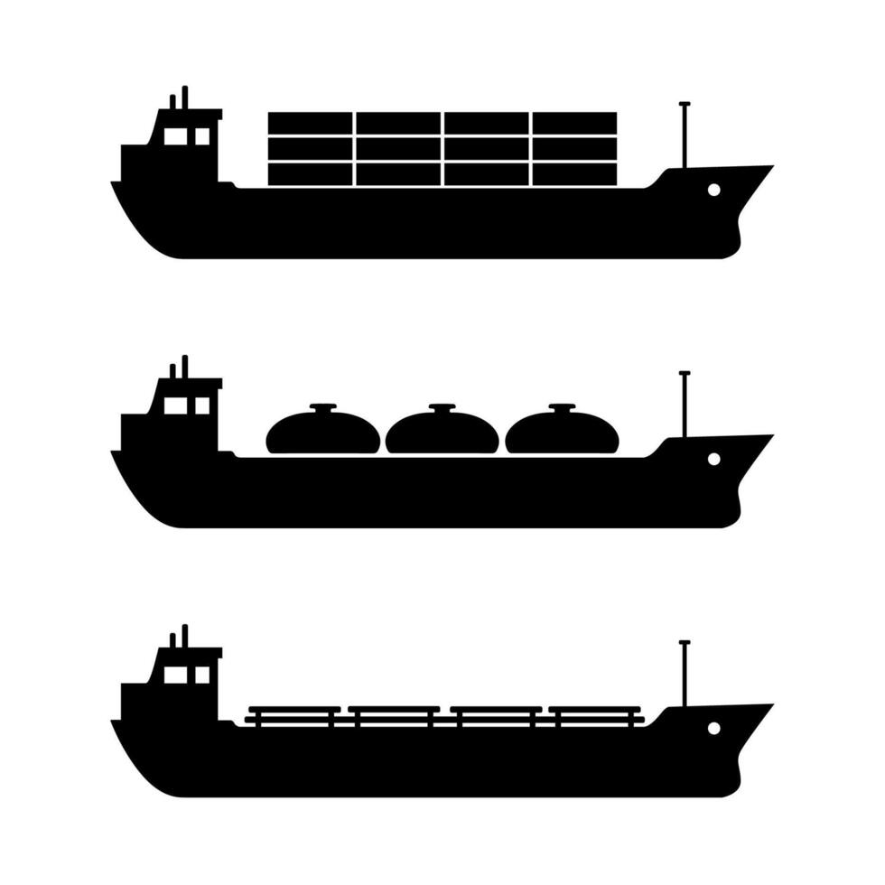 Cargo ship transportation icon set vector