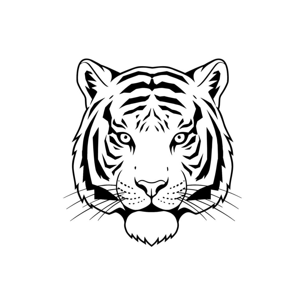 Black and white of tiger head isolated vector