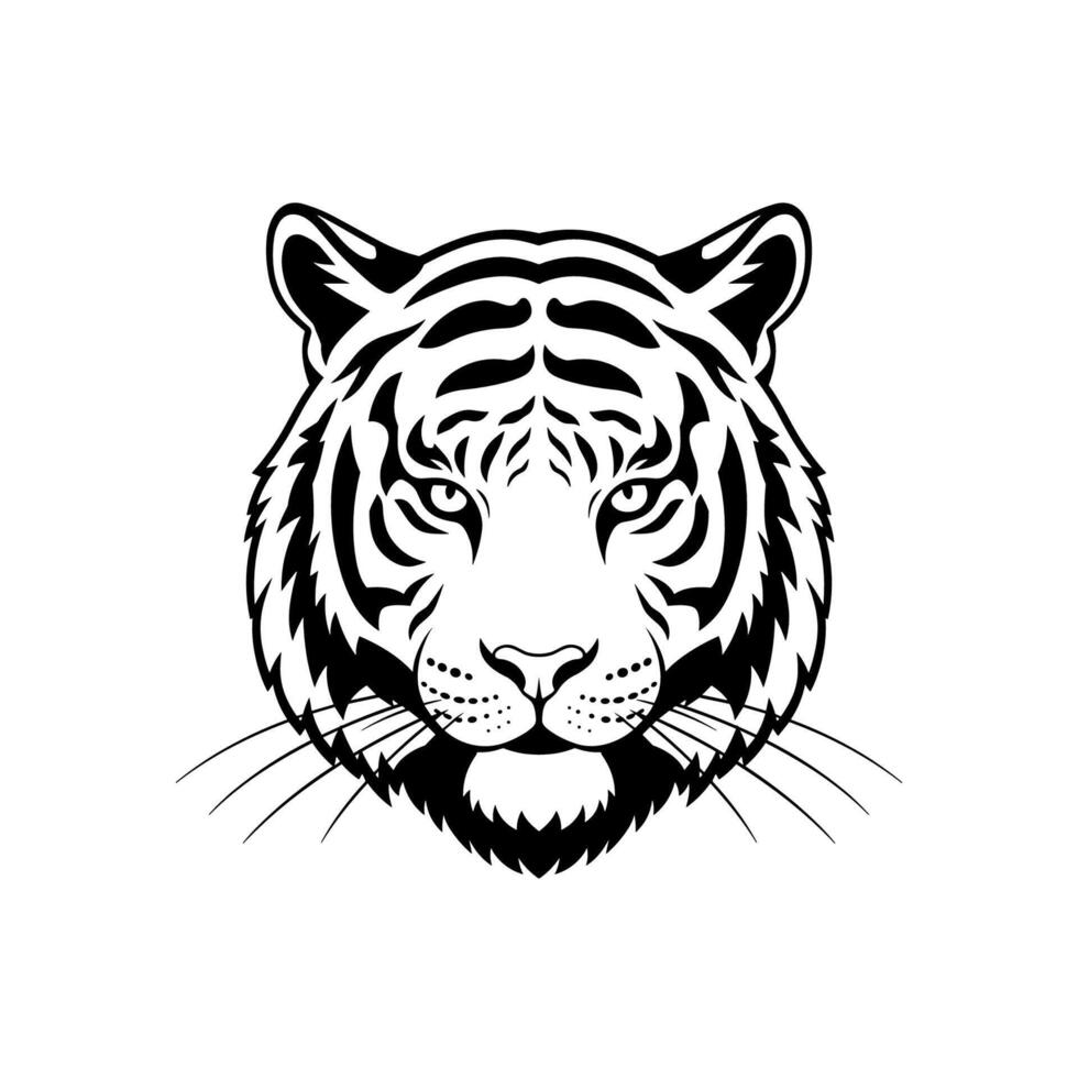 Black and white of tiger head isolated on white background vector