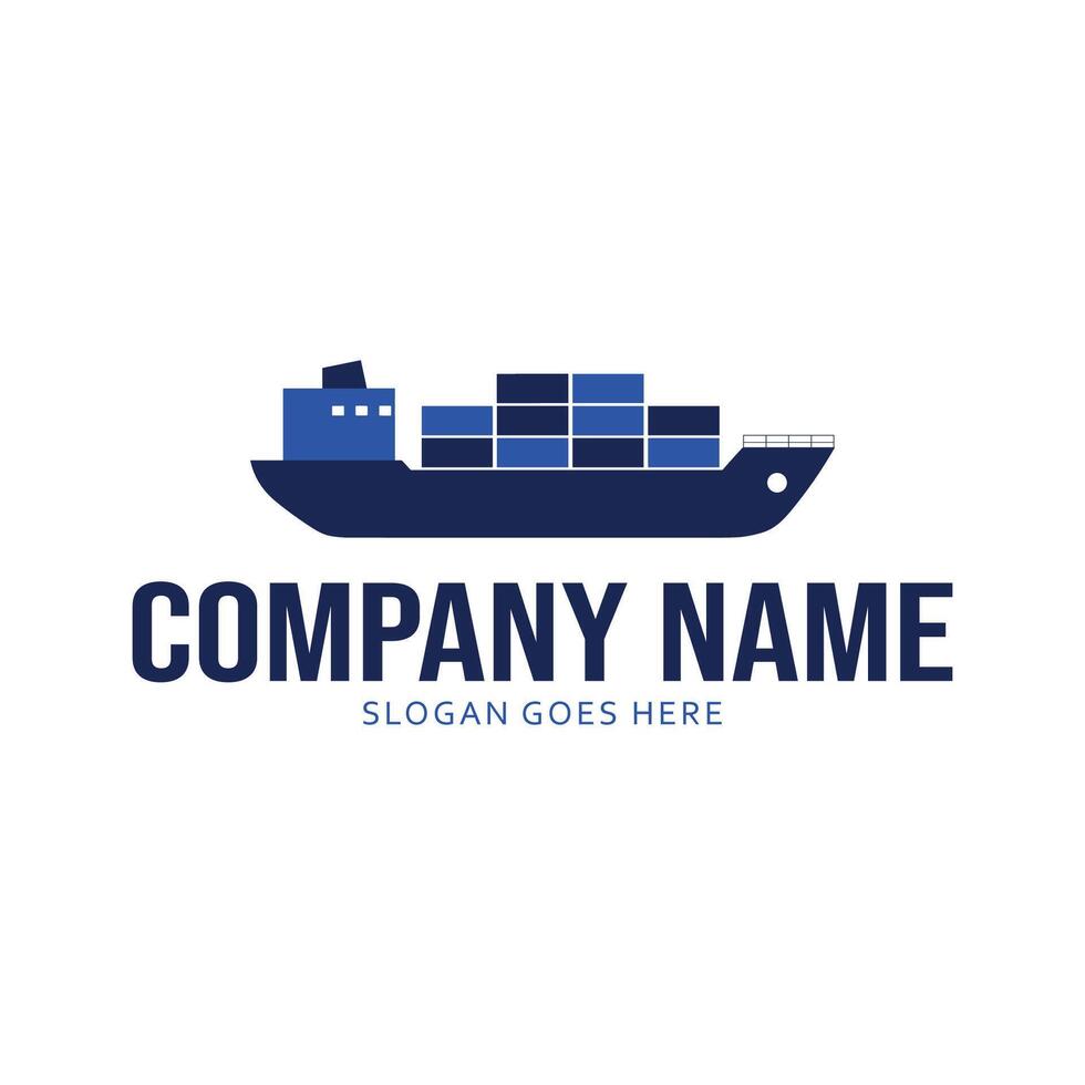 Logistics freighter Shipping Cargo Ship logo design vector