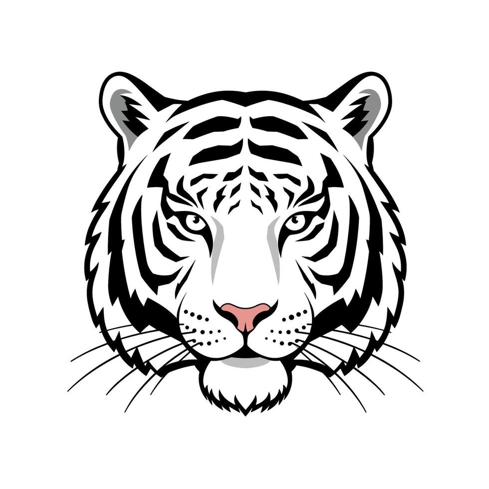 Black and white Tiger head mascot for logo design element vector