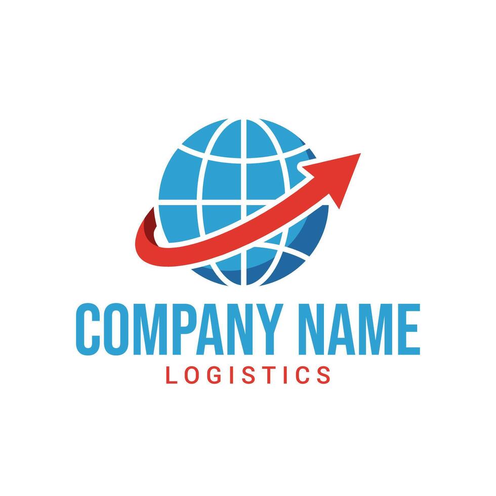 Modern logistics company logo with a blue circular globe vector