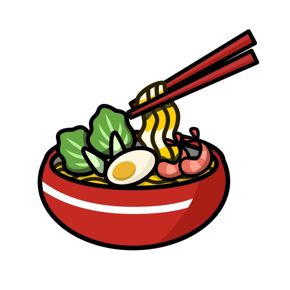 Ramen Prawn Noodle Soup vector