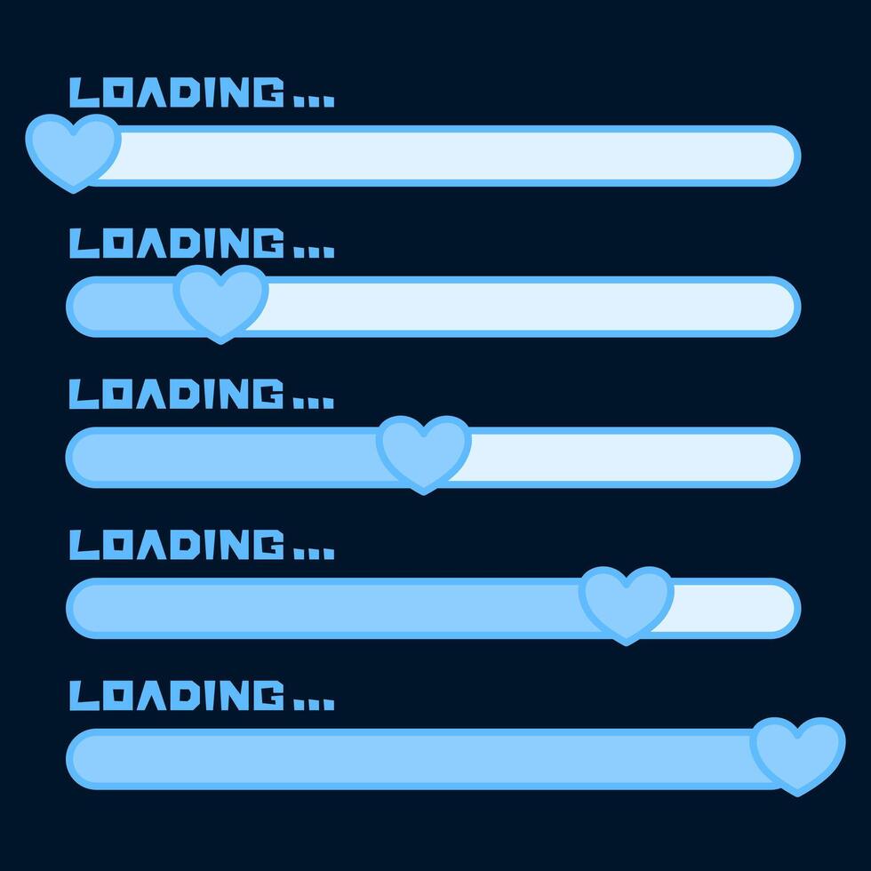 Cute Blue Love Loading Bar vector