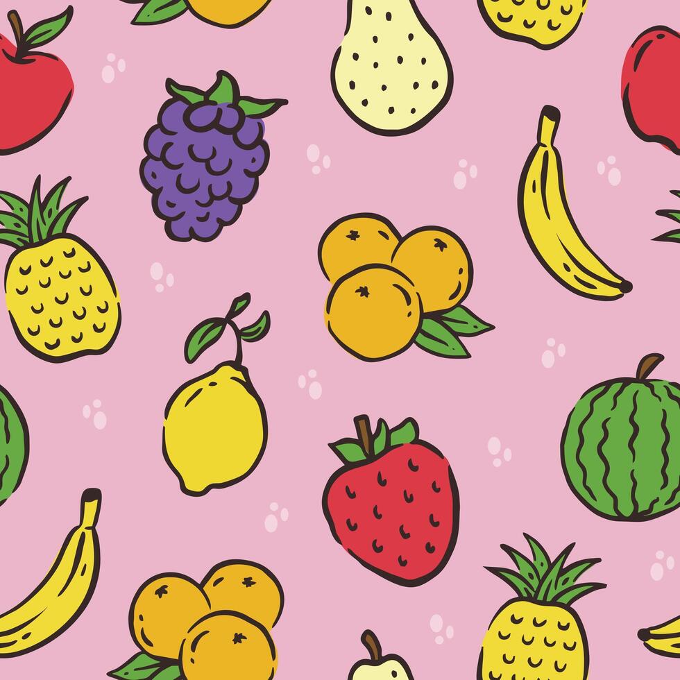 Fruit Seamless Pattern Flat Design vector