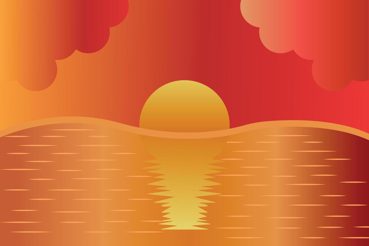 Illustration of a sunset at sea vector