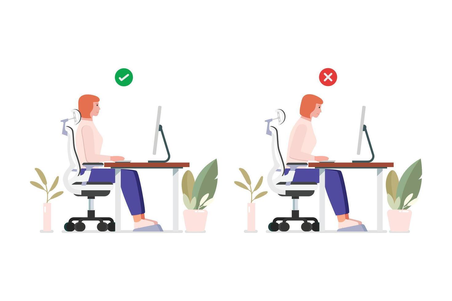 Sitting posture comparison for ergonomic workspace vector